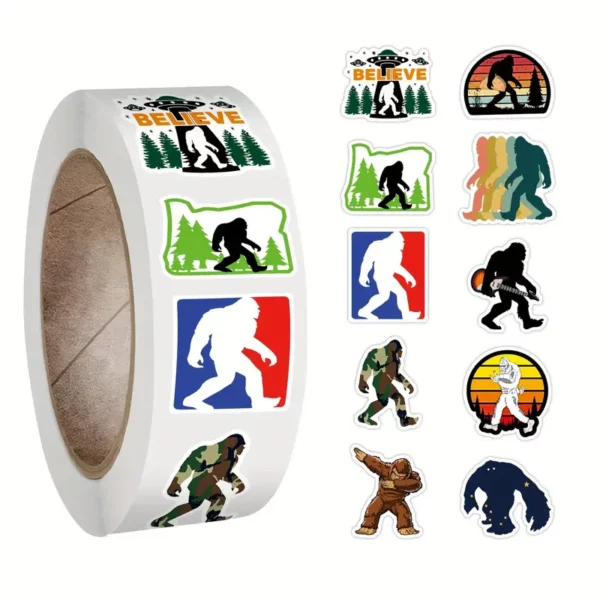 500pcs Bigfoot Outdoor Nature Vinyl Stickers, Roll Waterproof Laptop Sticker Decal Cute Cool Aesthetic Vinyl Stickers, For Luggage Skateboard Water Bottle Computer Refrigerator Guitar