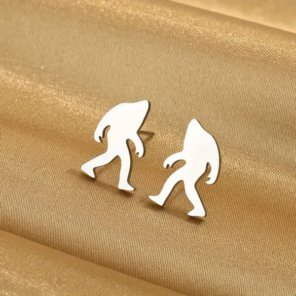 Sasquatch Stud Earings - Color Silver - Bigfoot Style - Image 3