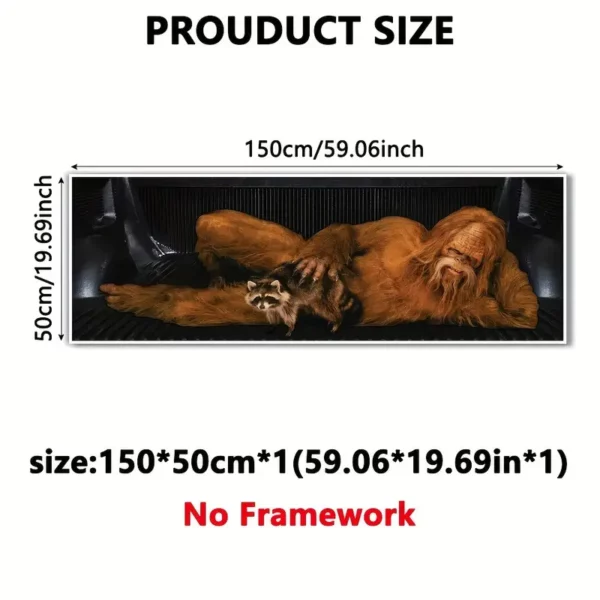 Bigfoot with Raccoon - Unframed Canvas Print - 60" x 20"