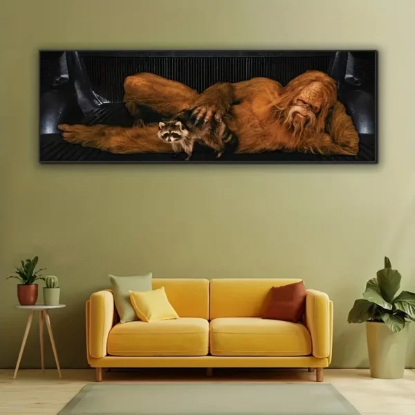 Canvas Print Bigfoot and Raccoon 36x12