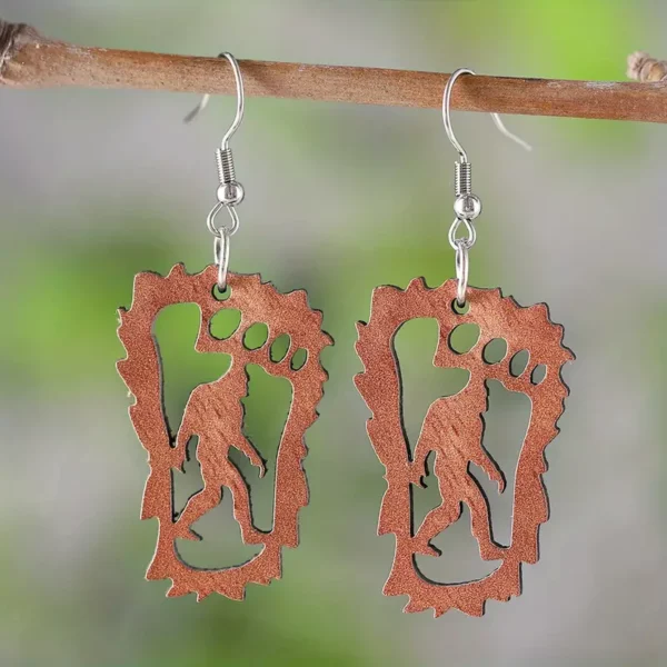 Bigfoot Wooden Earrings