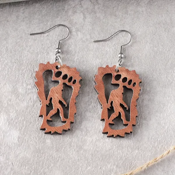 Bigfoot Wooden Earrings