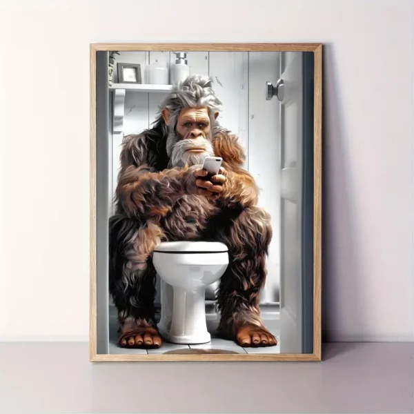 Canvas Bigfoot on Toilet