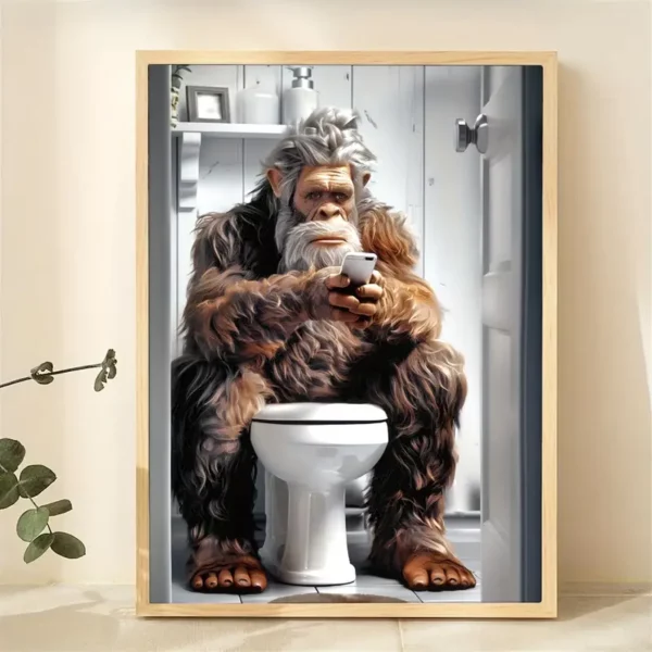 Canvas Bigfoot on Toilet