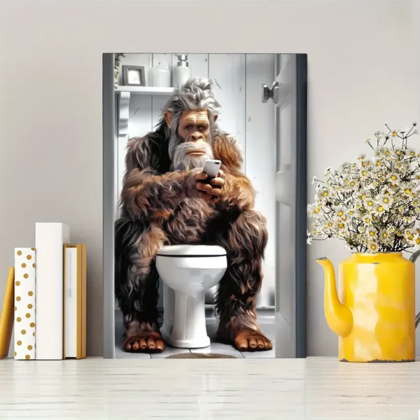 Canvas Bigfoot on Toilet