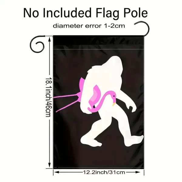 Garden Flag - Bigfoot Carrying a Pink Flamingo