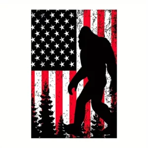 Canvas Print Bigfoot with USA Flag Background 12"x18" NO Framing