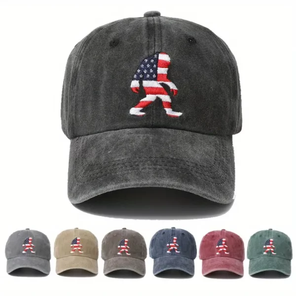 Bigfoot Embroidered Patriotic Style Baseball Cap - Adjustable Unisex