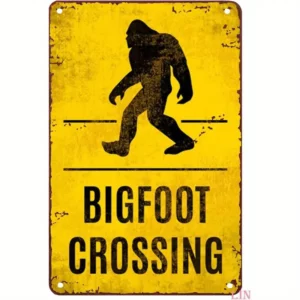 Bigfoot Crossing Metal Sign