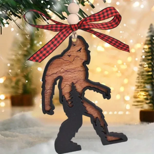 Bigfoot Wood Christmas Ornament