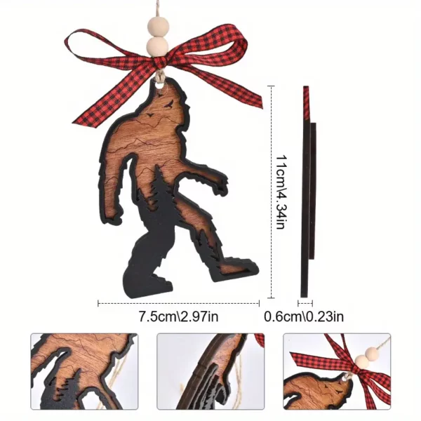 Bigfoot Wood Christmas Ornament