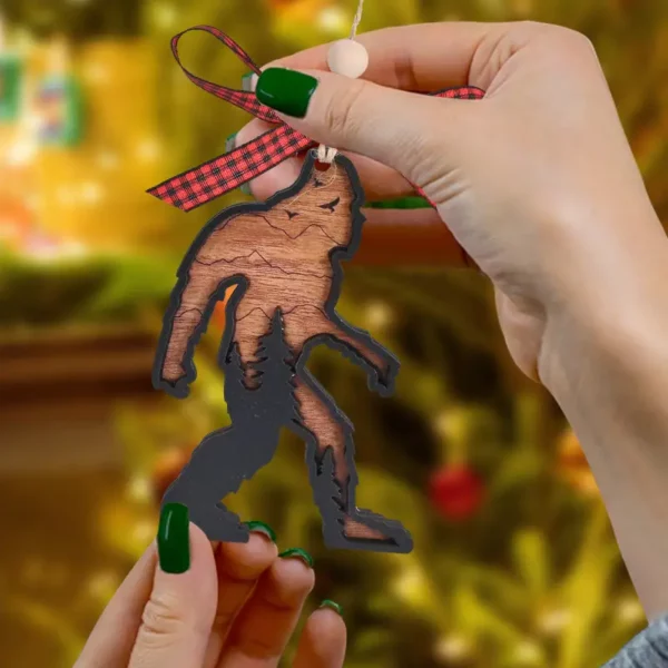 Bigfoot Wood Christmas Ornament