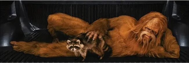 Bigfoot with a Raccoon enjoying Harmony