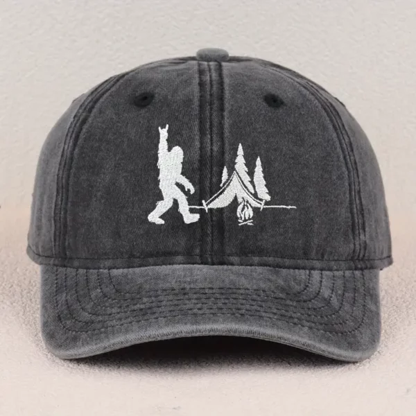 Hat - Bigfoot Peace Sign and Tent Black