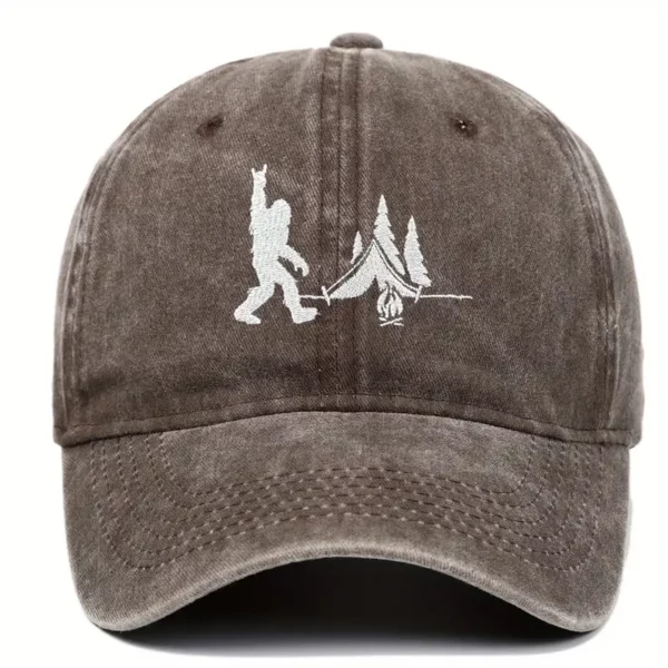 Hat - Bigfoot Peace Sign and Tent Brown