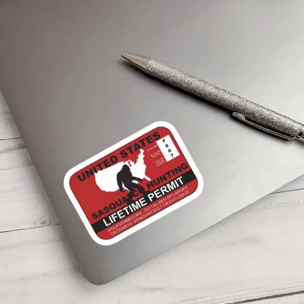 United States Sasquatch Hunting Lifetime Permit - Vinyl Decal Bigfoot is Nervous - Image 6