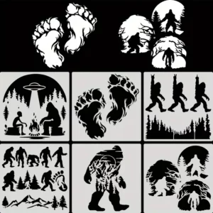 6pcs Sasquatch Stencils for DIY Crafts - Reusable Plastic Templates