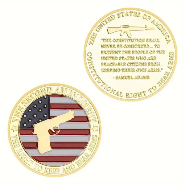 second amendment souvenir right to keep and bear arms firearms coin cold plate challenge coin commemorative coin