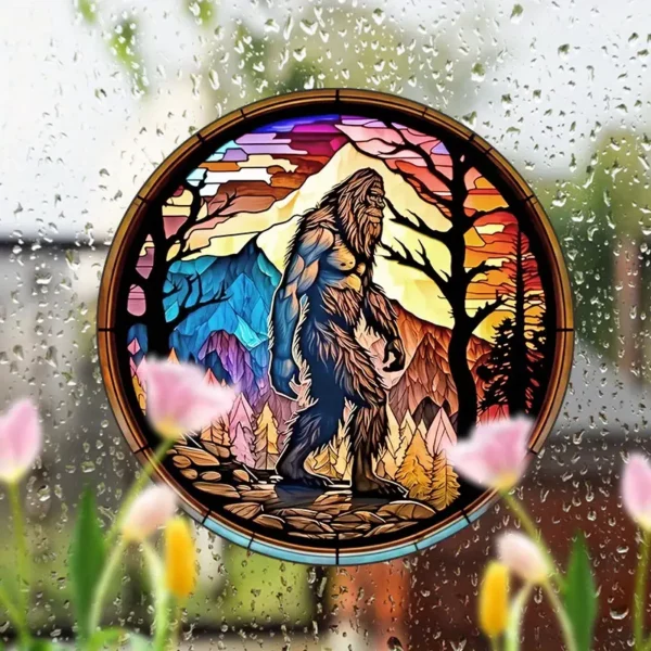 1pc RV Decoration Window Sticker, Home Decoration Glass Sticker, Party Decoration, Static Adhesive Glass Paper, Adhesive-Free Window Sticker, Sun Catcher Sticker Colored Glass Sticker, Savage, North American Savage, Horror Creature, RV Decor, Window Sticker, Static Cling, No Adhesive, Colored Glass Painting