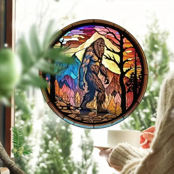 1pc RV Decoration Window Sticker, Home Decoration Glass Sticker, Party Decoration, Static Adhesive Glass Paper, Adhesive-Free Window Sticker, Sun Catcher Sticker Colored Glass Sticker, Savage, North American Savage, Horror Creature, RV Decor, Window Sticker, Static Cling, No Adhesive, Colored Glass Painting