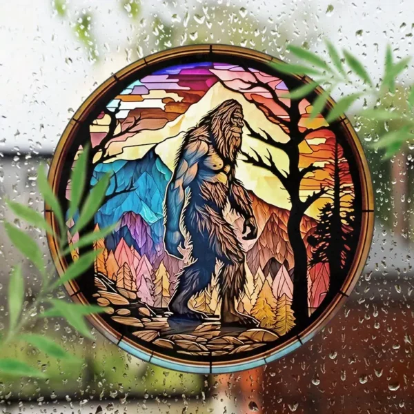 1pc RV Decoration Window Sticker, Home Decoration Glass Sticker, Party Decoration, Static Adhesive Glass Paper, Adhesive-Free Window Sticker, Sun Catcher Sticker Colored Glass Sticker, Savage, North American Savage, Horror Creature, RV Decor, Window Sticker, Static Cling, No Adhesive, Colored Glass Painting