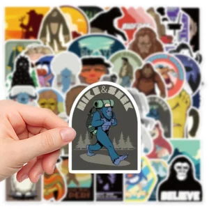 50-Pack Bigfoot & Cryptid Stickers, PVC Material, Outdoor Themed Decals for Laptop, Journal, Phone Case Decoration, DIY Vinyl Stickers