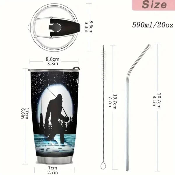 Bigfoot 20oz SS Tumbler with Lid, Full Moon Fishing Edition - Hot or Cold