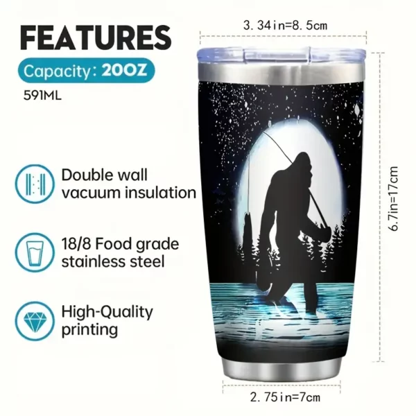 Bigfoot 20oz SS Tumbler with Lid, Full Moon Fishing Edition - Hot or Cold