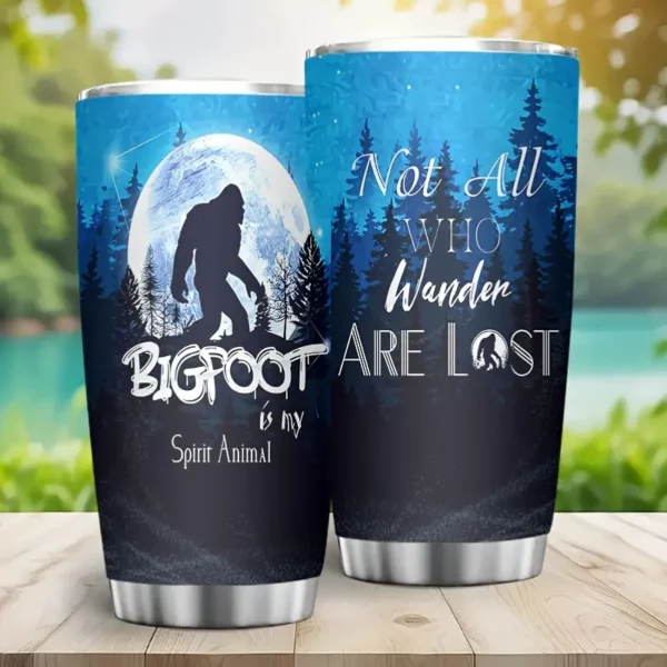 Sasquatch Lover's Delight: 20oz Stainless Steel Insulated Tumbler - Perfect Gift for Bigfoot Enthusiasts, Men & Campers