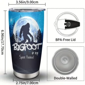 Sasquatch Lover's Delight: 20oz Stainless Steel Insulated Tumbler - Perfect Gift for Bigfoot Enthusiasts, Men & Campers