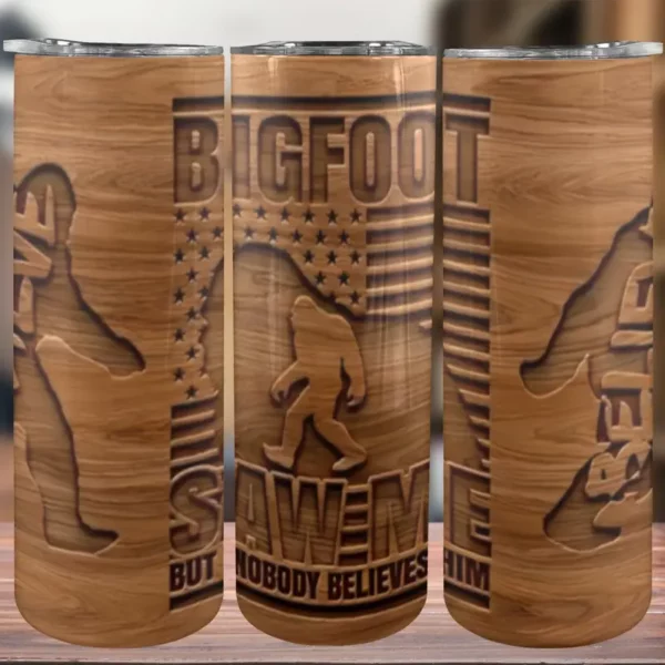 Bigfoot Graphic 20oz Stainless Steel Tumbler with Lid, Vacuum Insulated Water Bottle, BPA Free, Leak Proof, Hand Wash Only - Ideal for Travel & Outdoor Use, Great Brother Gift