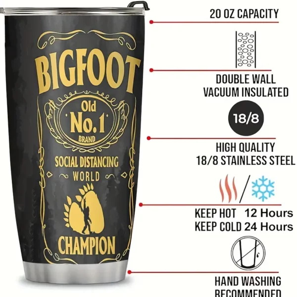 Bigfoot 20oz Tumbler with Lid, Bigfoot Social Distance Champion Edition - Hot or Cold