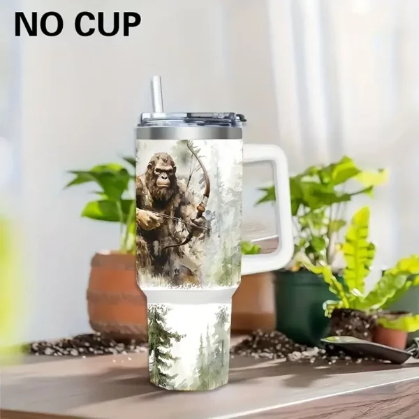 Bigfoot Hunting Forest Crystal Tumbler Wrap - PVC Decorative DIY Sticker for 40OZ Cups, UV Printed Adhesive Sleeve - 1 Set - For Tumbler Enthusiasts - Perfect Gift for Outdoor Lovers