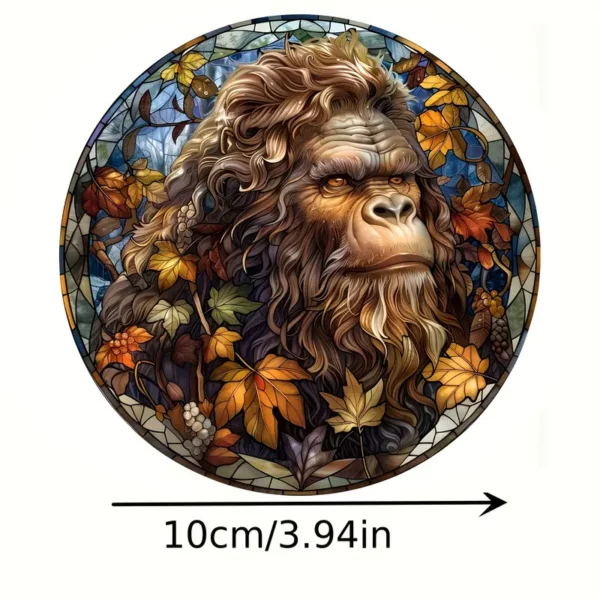 6pcs Bigfoot Stained Glass-Inspired Wooden Coaster Set - Durable, Colorful Drink Mats for Coffee, Tea & More - Ideal Home Decor Gift for Parents & Friends, Coffee Bar Decor