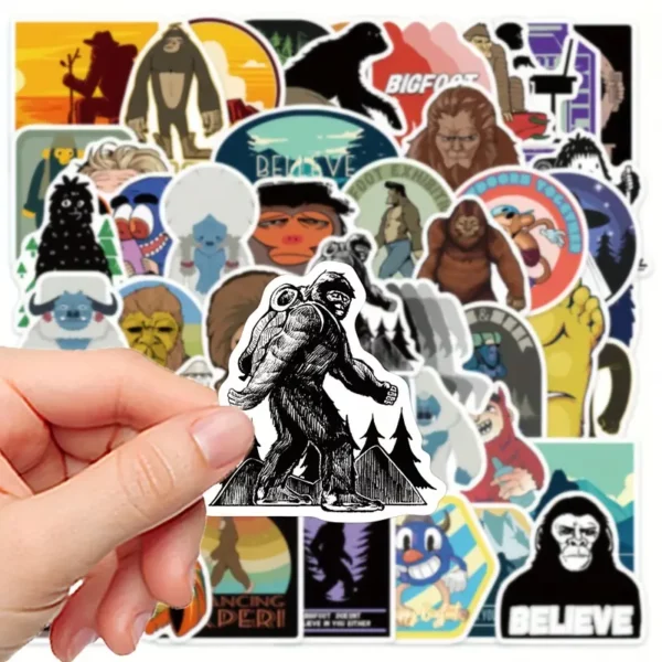 50-Pack Bigfoot & Cryptid Stickers, PVC Material, Outdoor Themed Decals for Laptop, Journal, Phone Case Decoration, DIY Vinyl Stickers