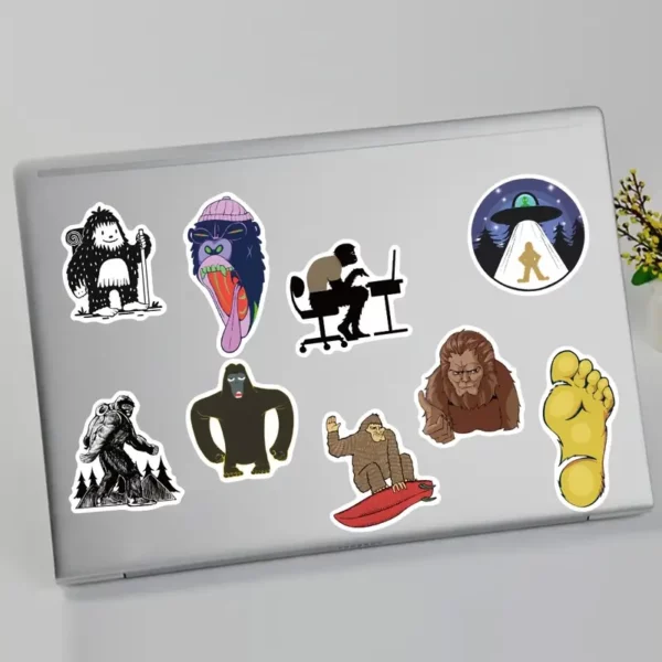 50-Pack Bigfoot & Cryptid Stickers, PVC Material, Outdoor Themed Decals for Laptop, Journal, Phone Case Decoration, DIY Vinyl Stickers