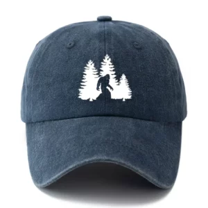 Bigfoot Print in the Woods Sunshade Baseball Cap – Navy Blue