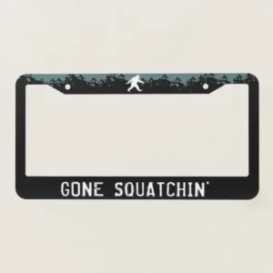 1pc Aluminum License Plate Ffor rame - Gone Squatchin' Sasquatch Silhouette - UV-Protected, Rust-Resistant, Secure & Easy Installation - Premium Weatherproof Auto Accessory