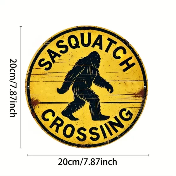 Sasquatch Crossing Metal Sign 8x8 2Tone Border