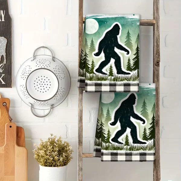 Set of 2 Vintage Looking Sasquatch Kitchen Towels - Image 3