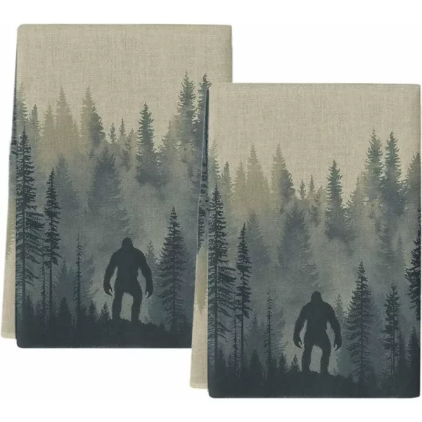 2pcs 18x26inches car towels Brightly colored Kitchen Towels Tea Towel Vintage Forest Silhouette Animal Gorillas Absorbent Hand Towels Reusable Dish Cloths Soft Dish Towel for Living Room Kitchen Home Decor A gift full of surprises