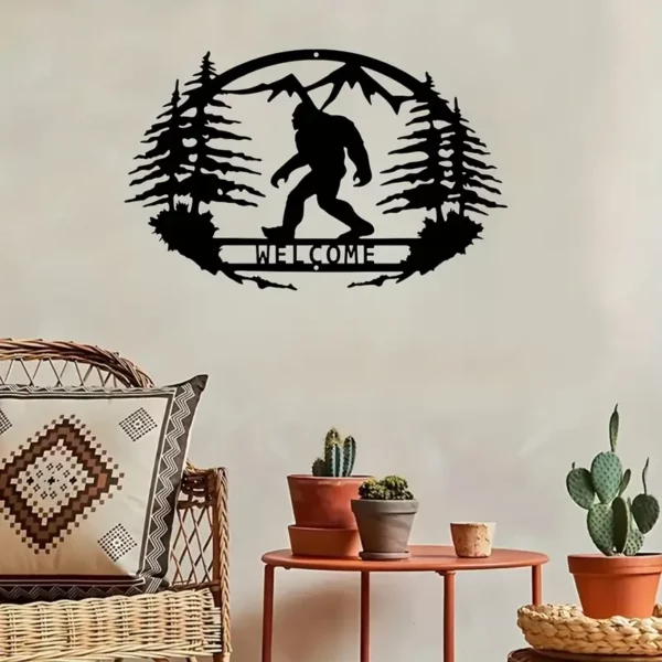 1pc, Welcome Sasquatch Metal Wall Art - Indoor/Outdoor Farmhouse Decor for Home, Garden, Yard, Garage - Unique Housewarming Gift and Christmas Ornament